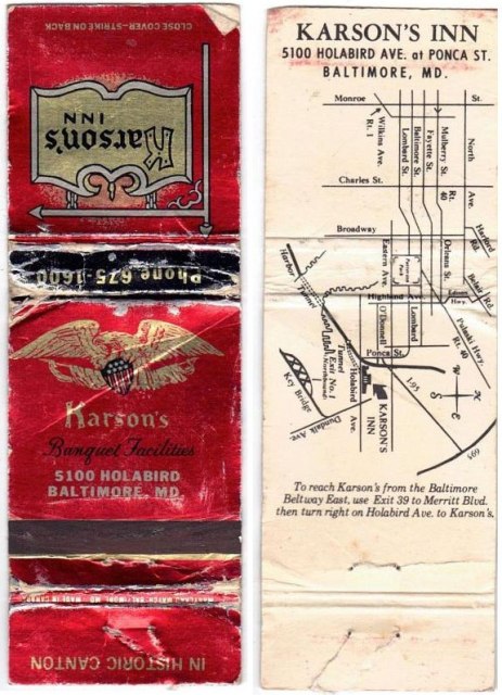 Matchbook Cover - Karson’s Inn