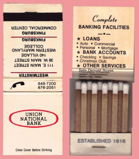 Matchbook - Union National Bank - Finksburg, MD