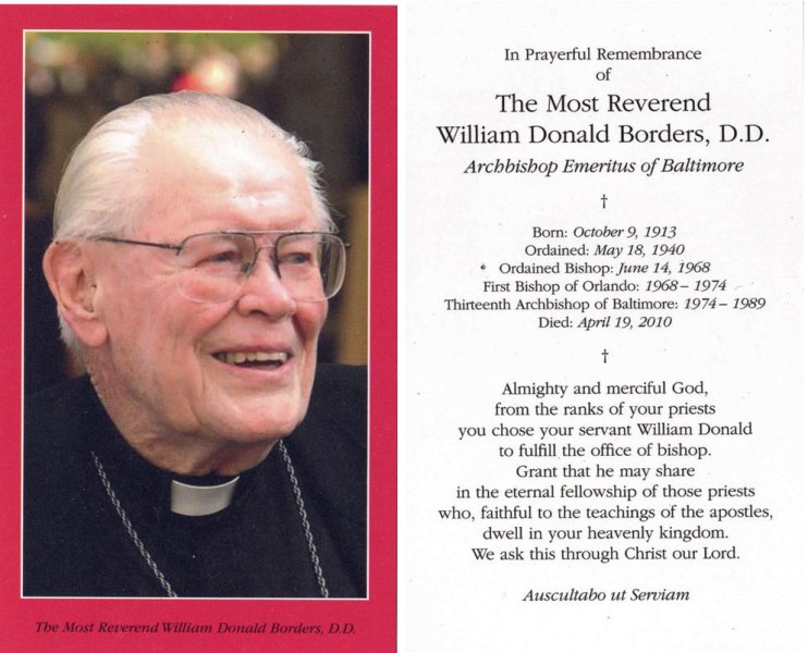 Archbishop William Donald Borders Bereavement Card