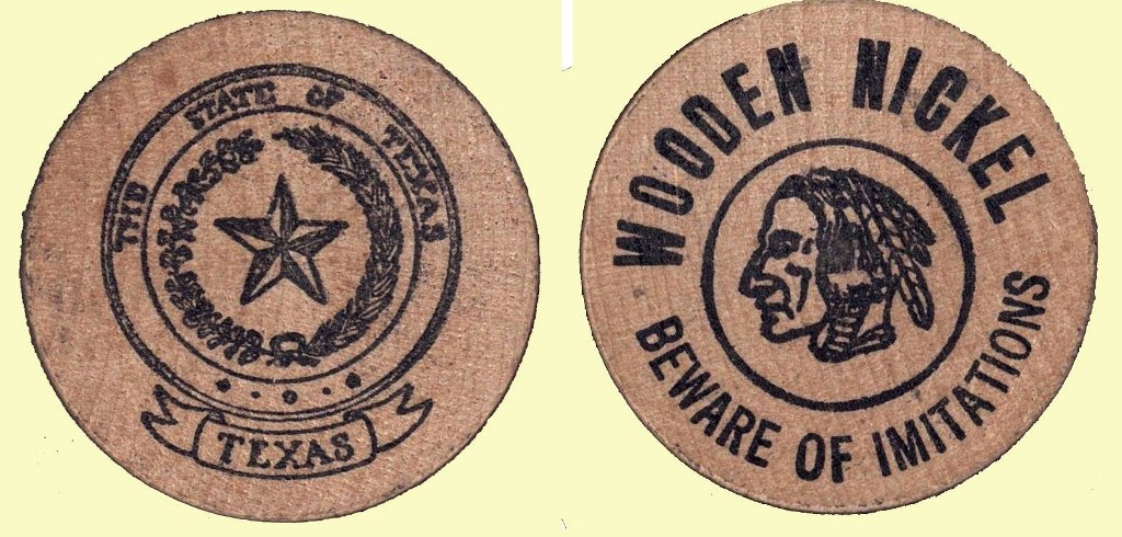 Wooden Nickel - State of “Texas”