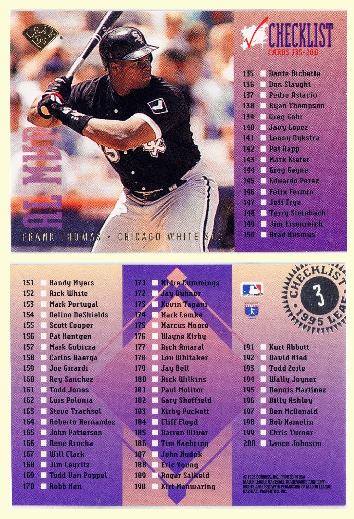 Chicago White Sox – Frank Thomas - Checklist