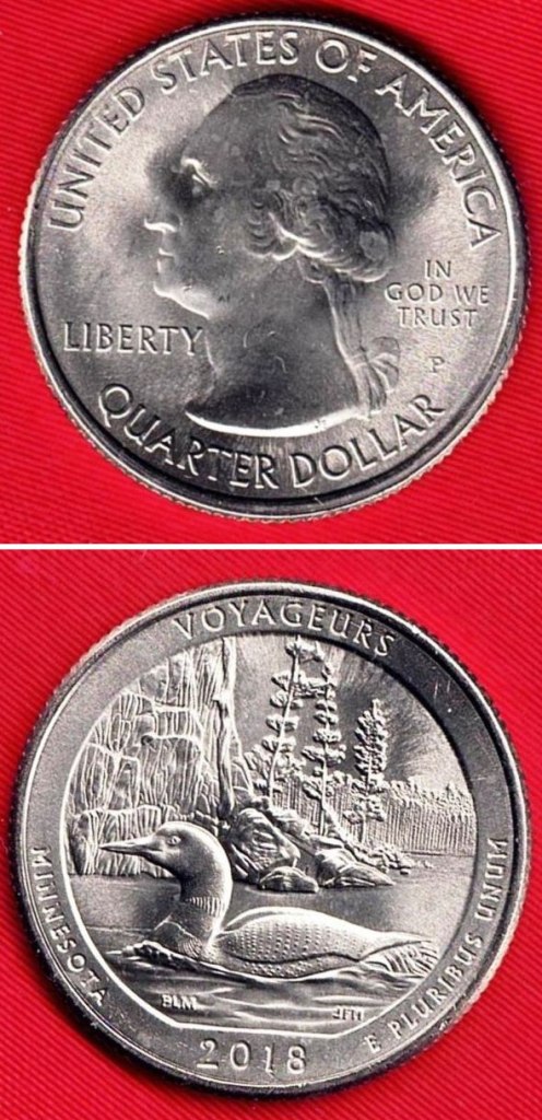 Coin - 2018 BU  Voyageurs Minnesota Washington Clad Quarter