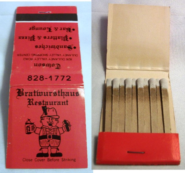 Matchbook – Bratwursthaus Restaurant