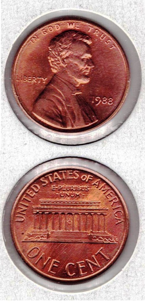 Coin – 1988 Brilliantly Uncirculated  Lincoln Head Memorial Cent