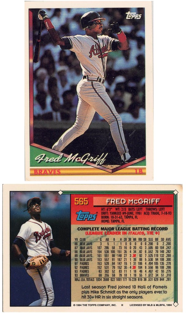 Toronto Blue Jays - Fred McGriff - #565