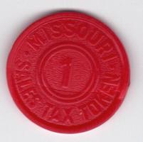 Token – 1943-54 Missouri 1 MILL red plastic sales tax token