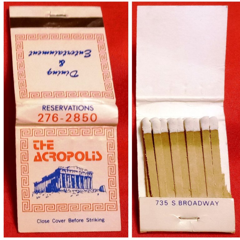 Matchbook – The Acropolis Restaurant