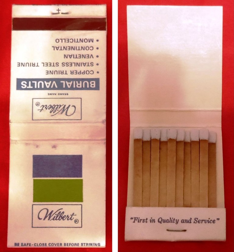 Matchbook - Wilbert Burial Vaults (Nationwide)