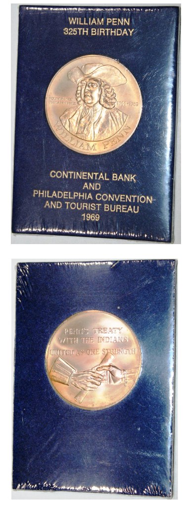 1969 Medal William Penn 325th Birthday