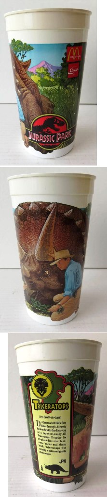 Jurassic Park 1992 Triceratops Plastic Cup