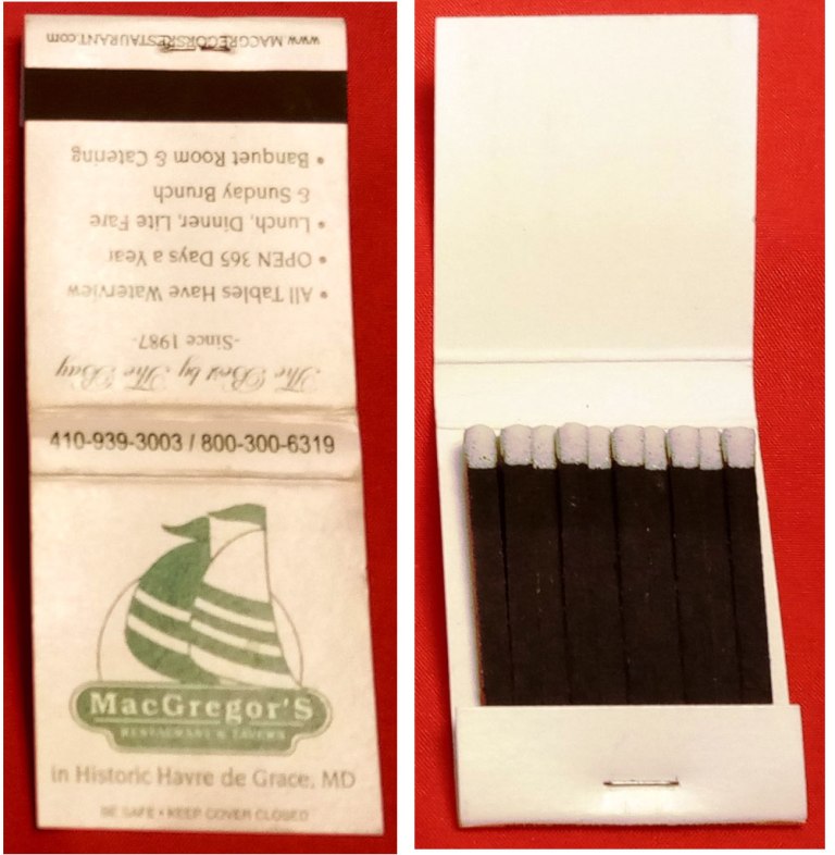 Matchbook - McGregor’s Restaurant (Havre de Grace, MD)