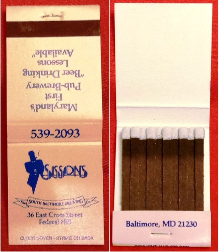 Matchbook – Sisson's Restaurant & Brewery (Baltimore, MD)