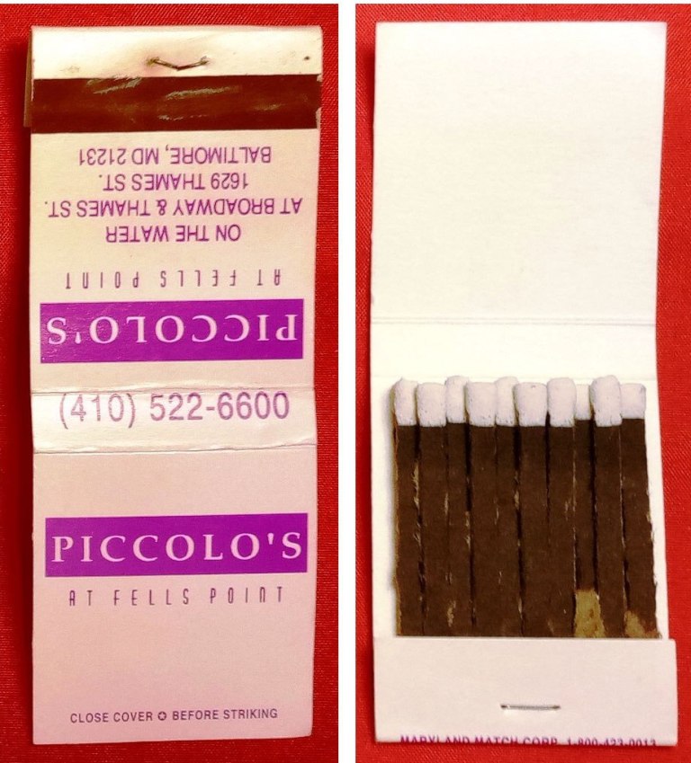 Matchbook – Piccolo’s Restaurant (Baltimore, MD) 20