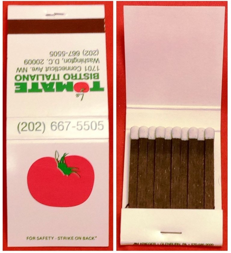 Matchbook – Tomate Bistro Italiano (Washington DC)