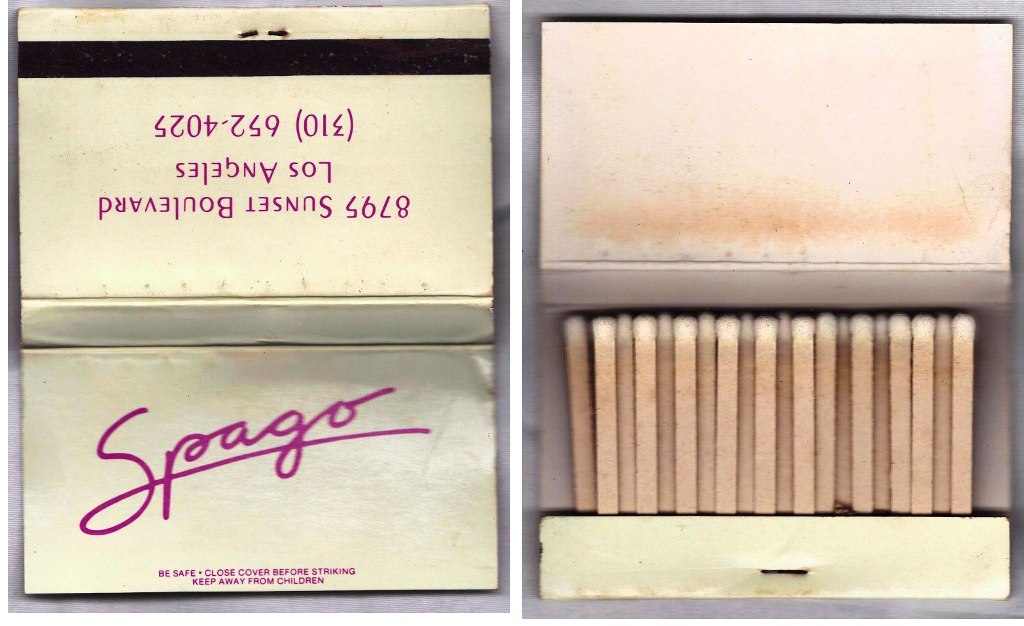 Matchbook - Spago Restaurant (Los Angeles, CA)