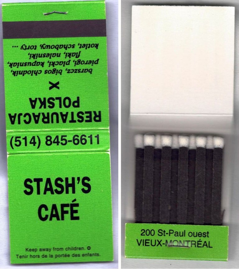 Matchbook - Stash’s Café (Montreal, Canada) - Green