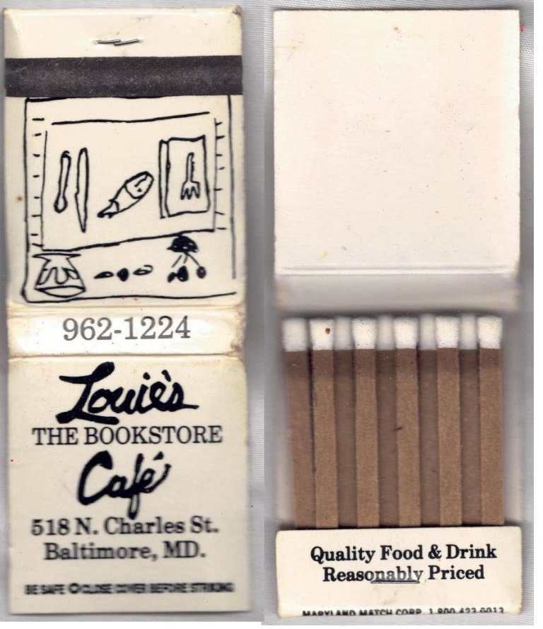 Matchbook - Louie’s The Bookstore Cafe (Baltimore, MD)