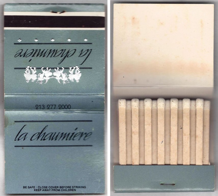 Matchbook - La Chaumiere Restaurant (Washington DC)