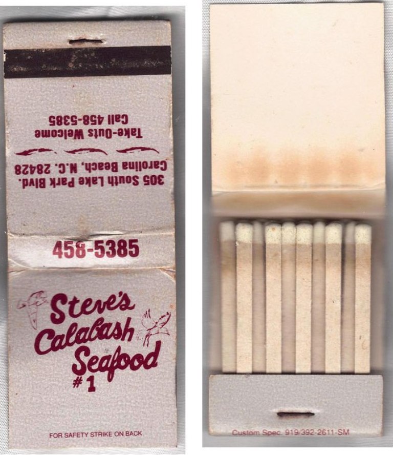 Matchbook - Steve’s Calabash Seafood (Carolina Beach, NC)