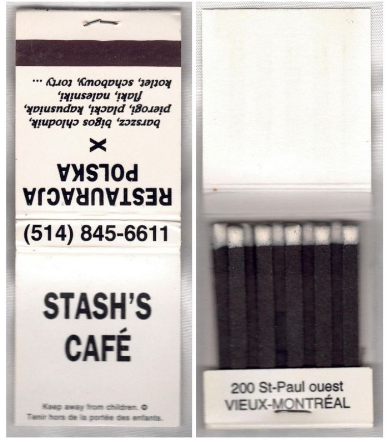 Matchbook - Stash’s Café (Montreal, Canada) - White