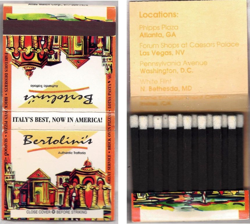 Matchbook – Bertolini’s Italian Restaurant (Nationwide)