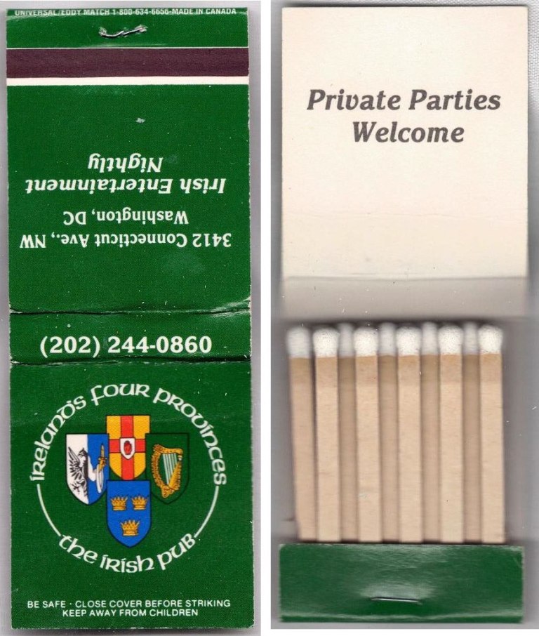 Matchbook - Irelands Four Provinces Pub (Washington DC)