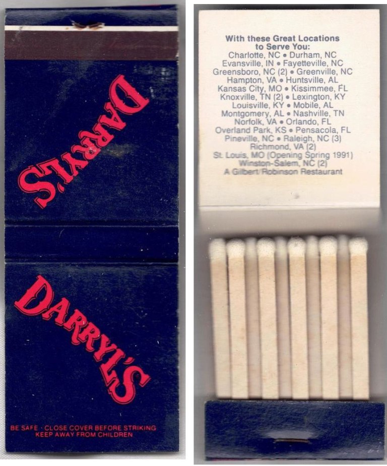 Matchbook - Darryl’s Restaurant (Greensboro, NC) 20