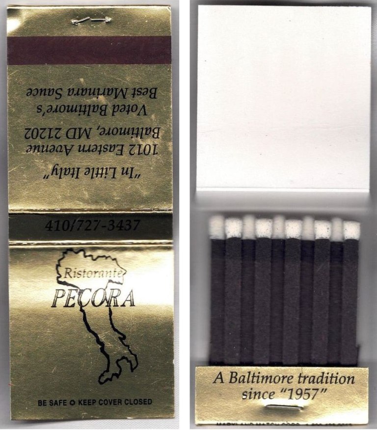 Matchbook - Ristorante Pecora (Baltimore, MD)