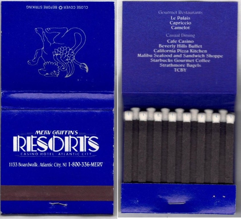 Matchbook - Resorts Hotel & Casino (Merv Griffin’s - Atlantic City, NJ)