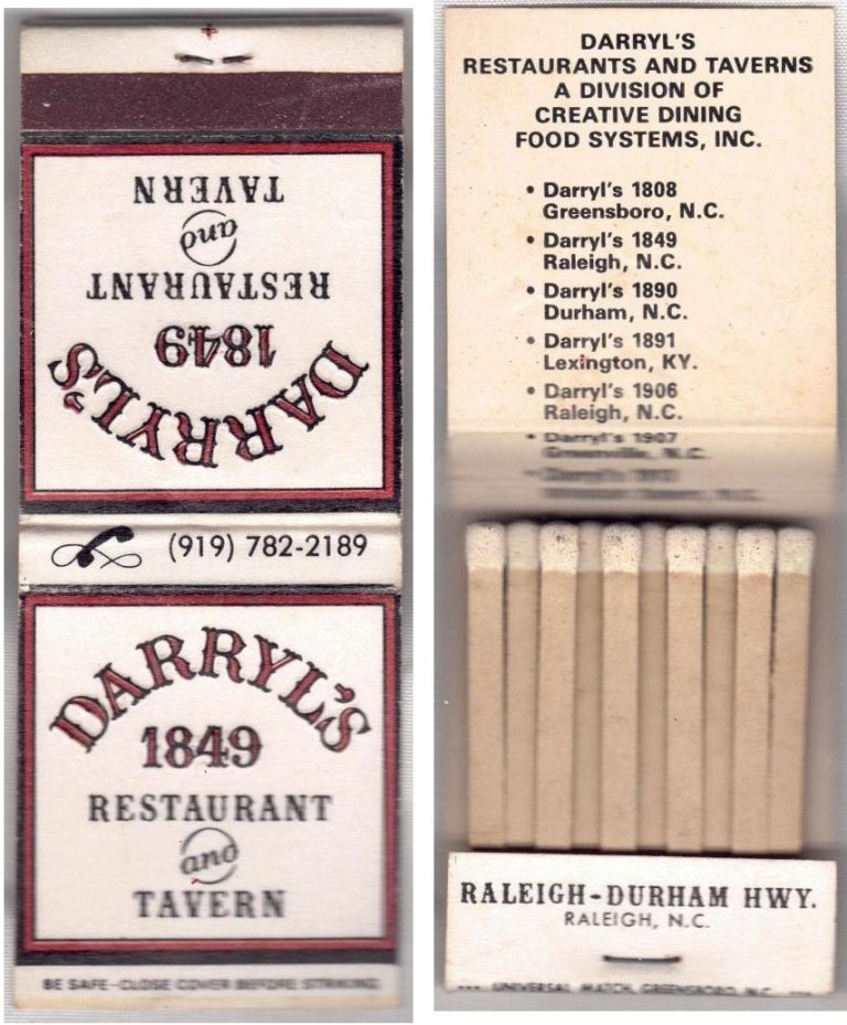 Matchbook - Darryl’s Restaurant (Greensboro, NC) 19