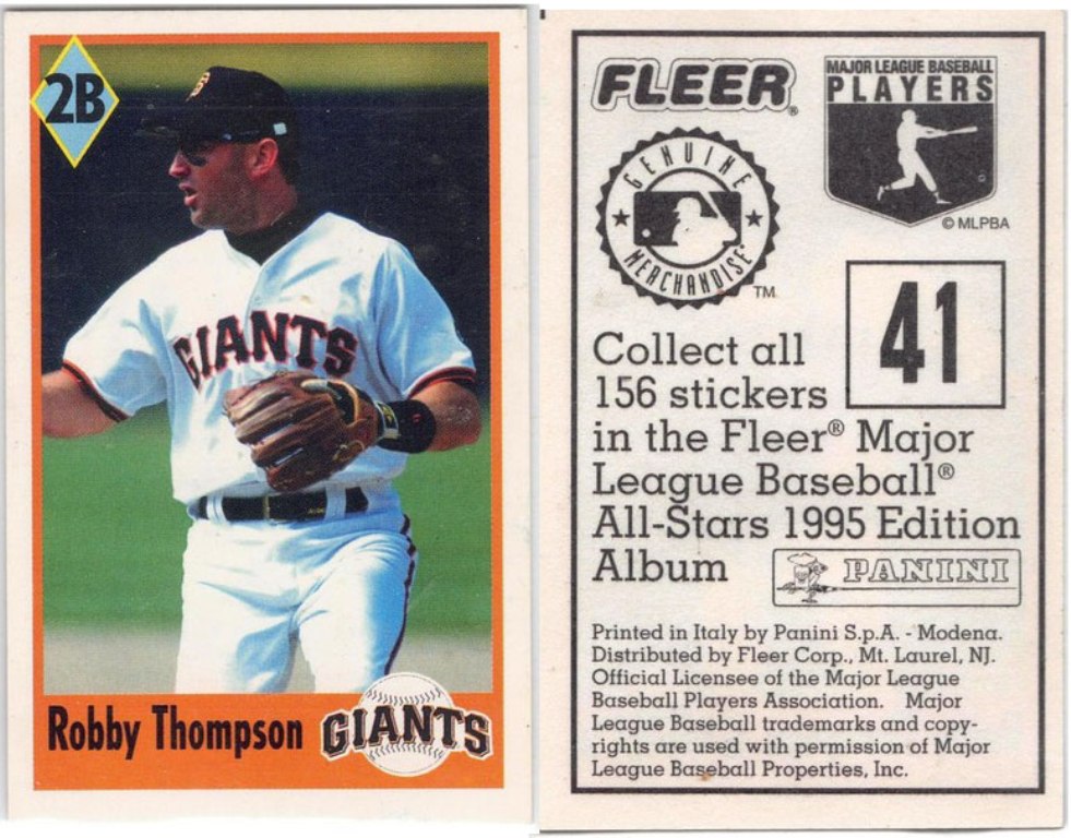 San Francisco Giants – Robby Thompson - Sticker