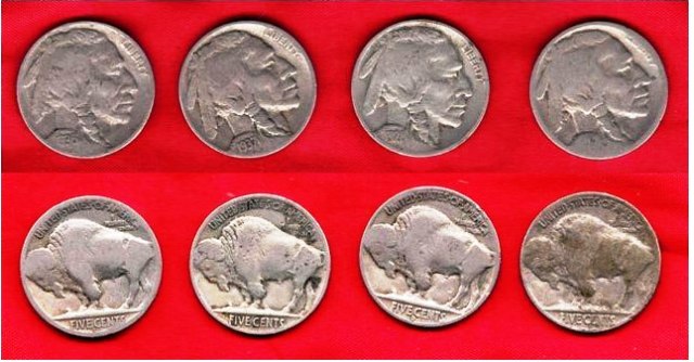 Coin - 4 Indian Head Nickels