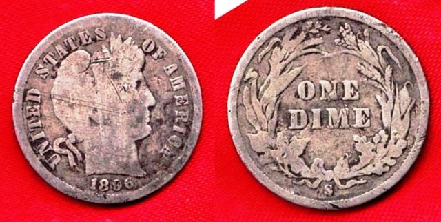 Coin - 1896-S Barber Silver Dime