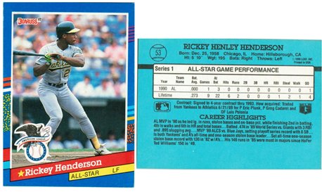 Oakland Athletics - Rickey Henderson  -  All-Star - #1