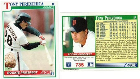 San Francisco Giants - Tony Perezchica - Rookie Card