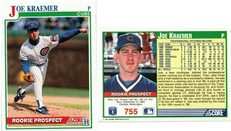 Chicago Cubs - Joe Kraemer - Rookie Card